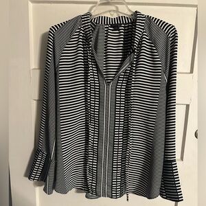 Ann Taylor Black and White Striped Blouse